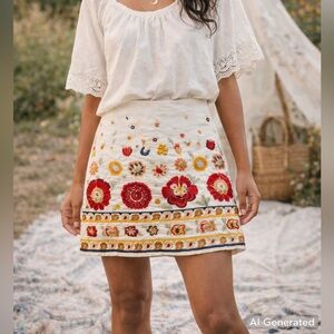 Topshop Embroidered Floral Mini Skirt – US 6